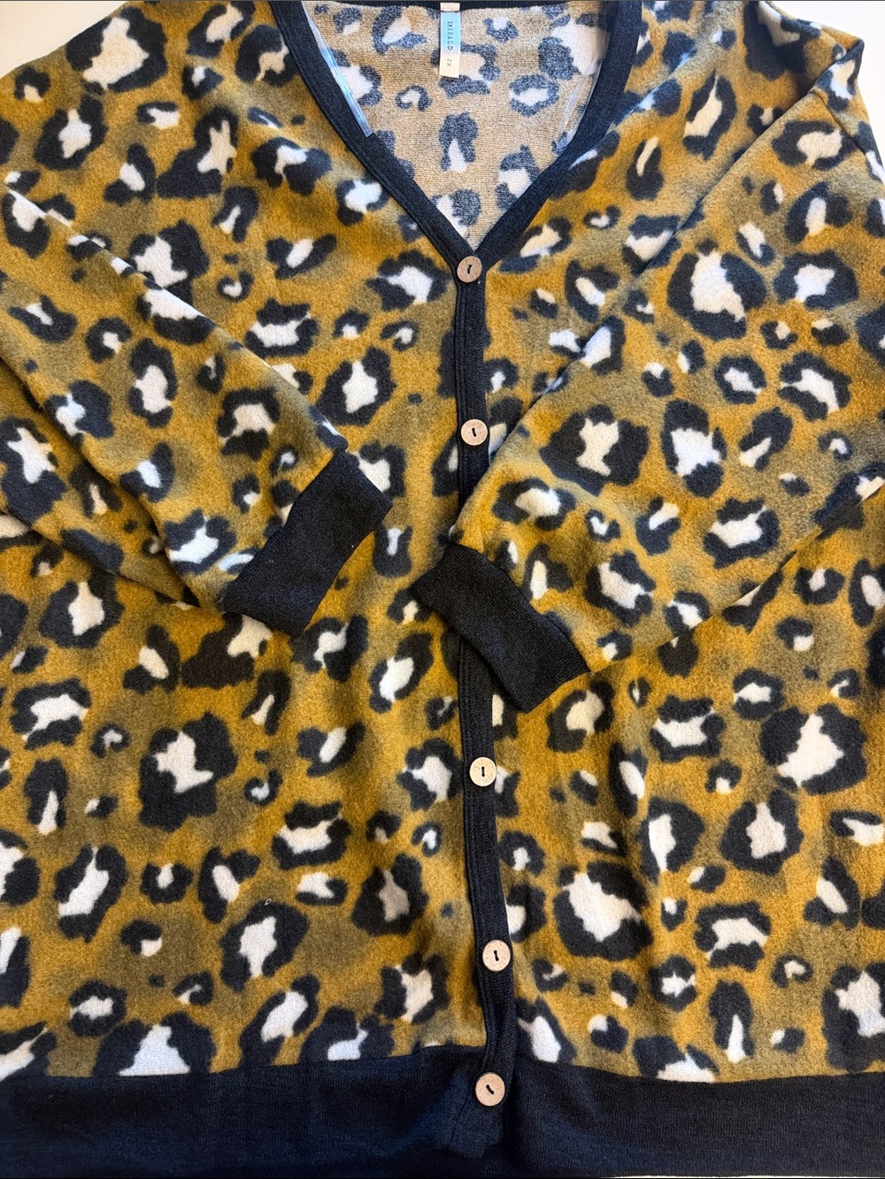 Emerald Leopard Print Cardigan 2X